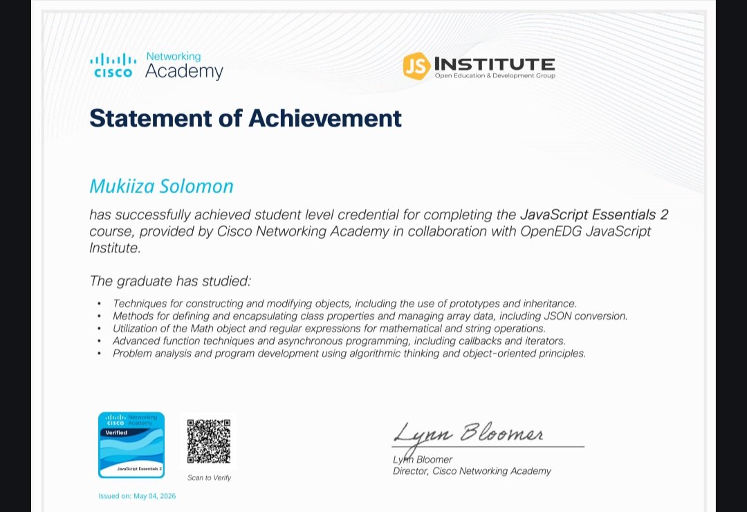 JavaScript Essentials Certificate