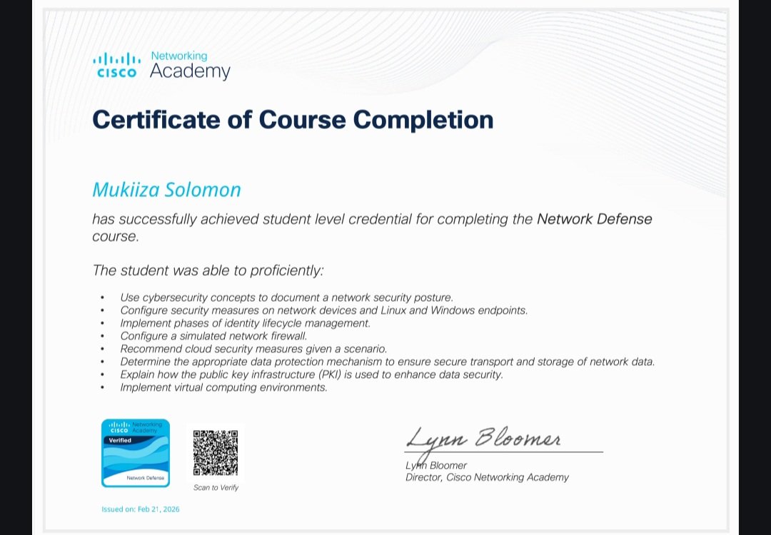 Network Defense Certificate